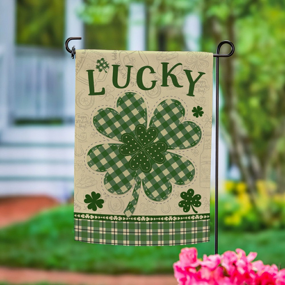 Lucky Clover Suede Garden Flag | Plow & Hearth