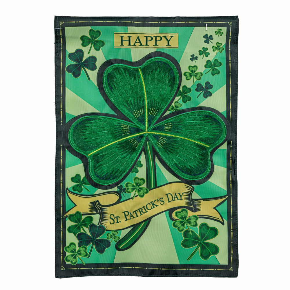 St Patrick's Day Shamrock Applique Garden Flag | Plow & Hearth