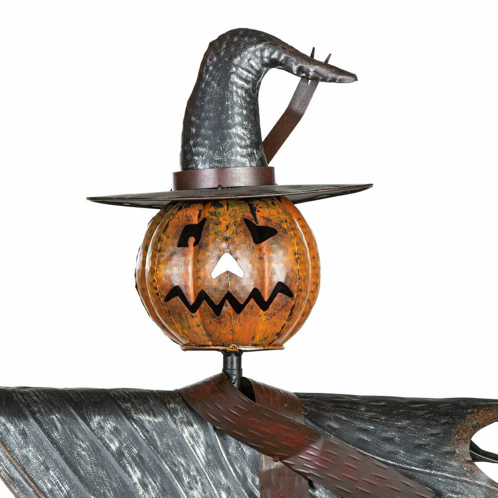Halloween Solar Scarecrow Jack O' Lantern Metal Ground Stake | Plow & Hearth