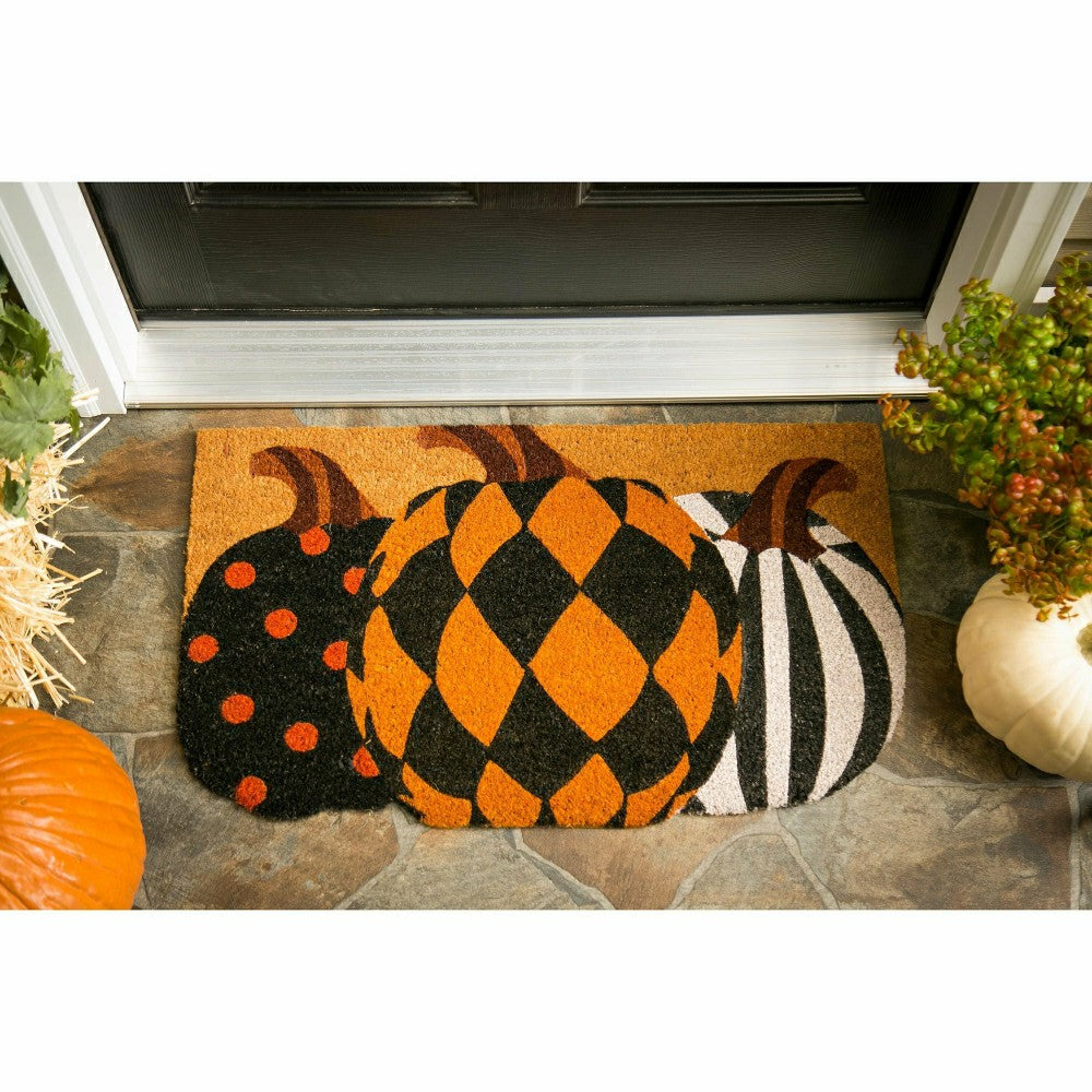 Pattern Pumpkins Shaped Coir Mat | Plow & Hearth