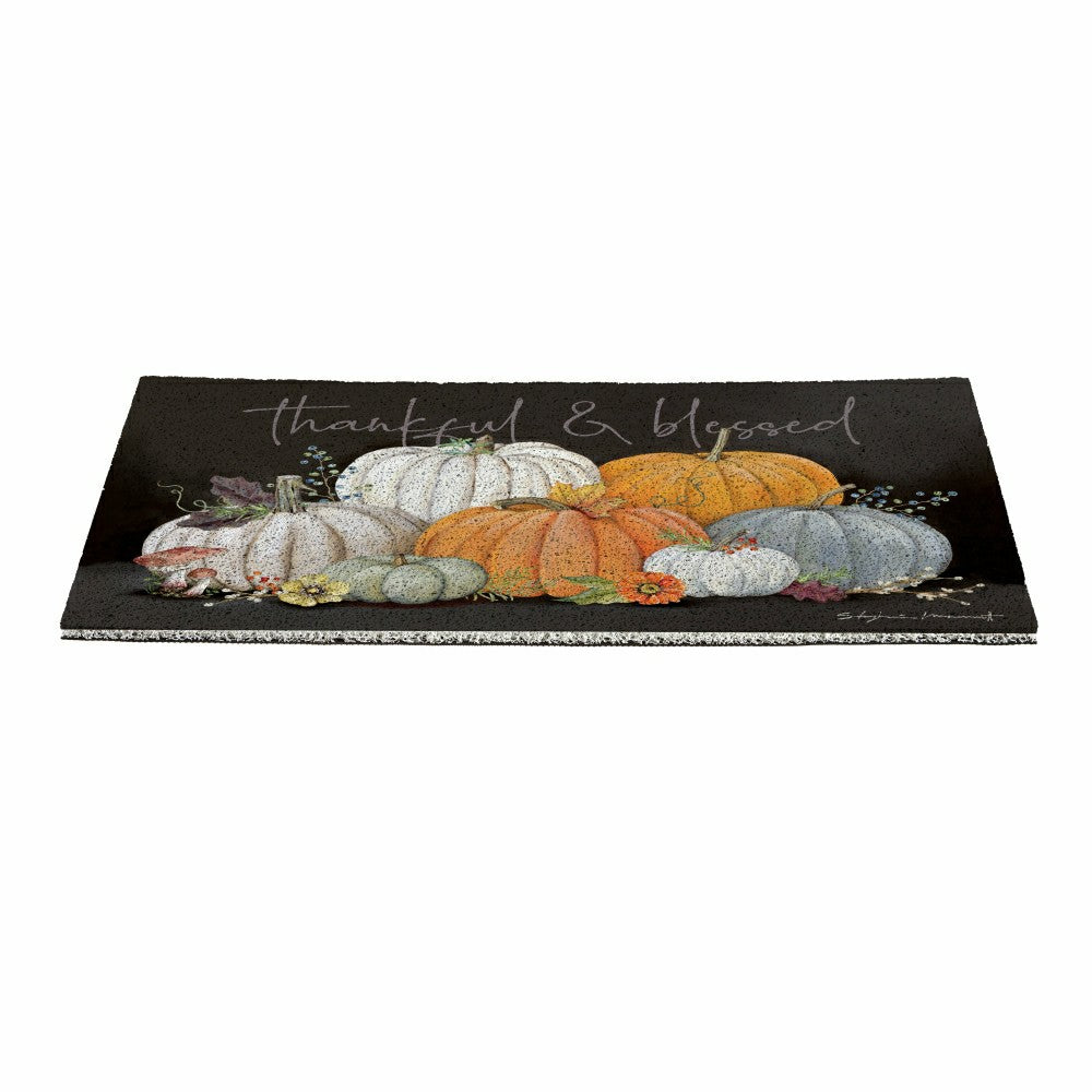 Grateful Gatherings Beauty Of Fall PVC Trapper Mat, "Thankful & Blesse | Plow & Hearth