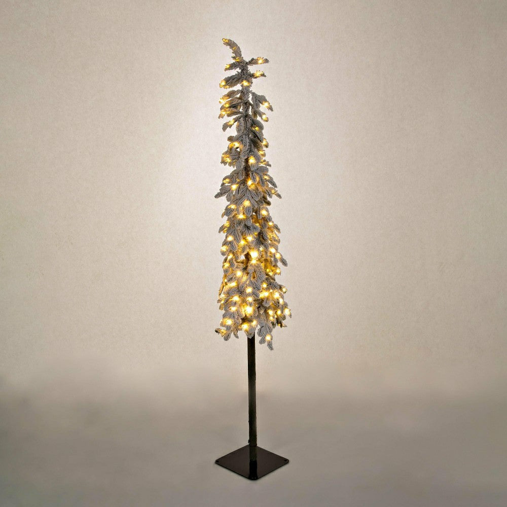 6' Monte Rosa Flocked Alpine Fir Christmas Tree with 150 Warm White LE | Plow & Hearth