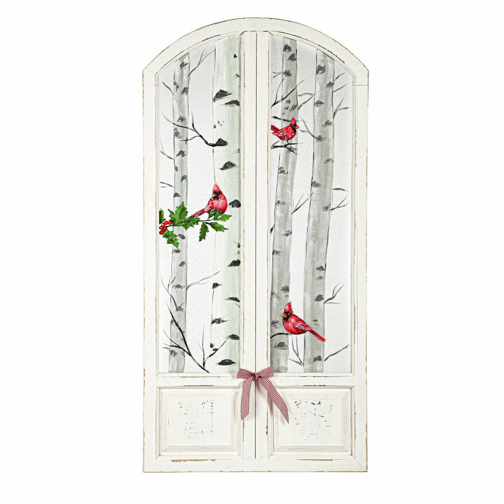 Winter Cardinal Arched Window Wall Decor | Plow & Hearth