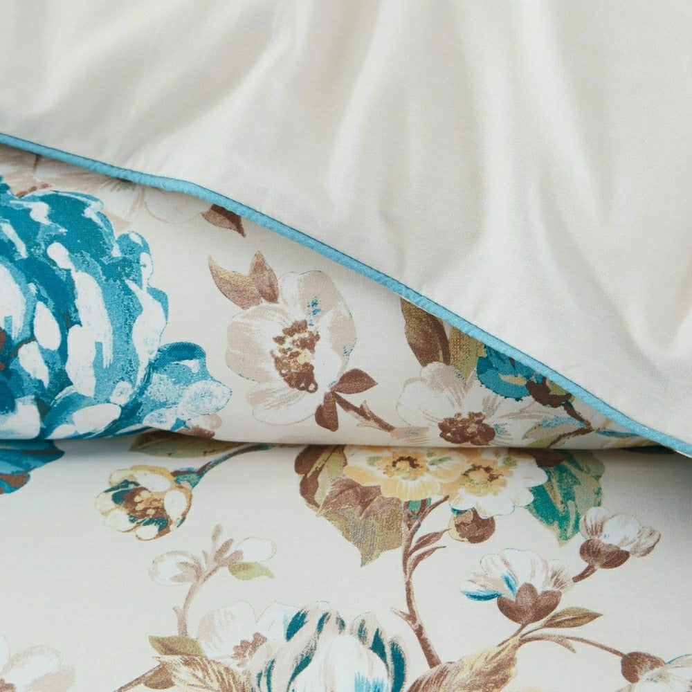 Bird And Hydrangea Reversible Cotton Duvet Cover Set | Plow & Hearth