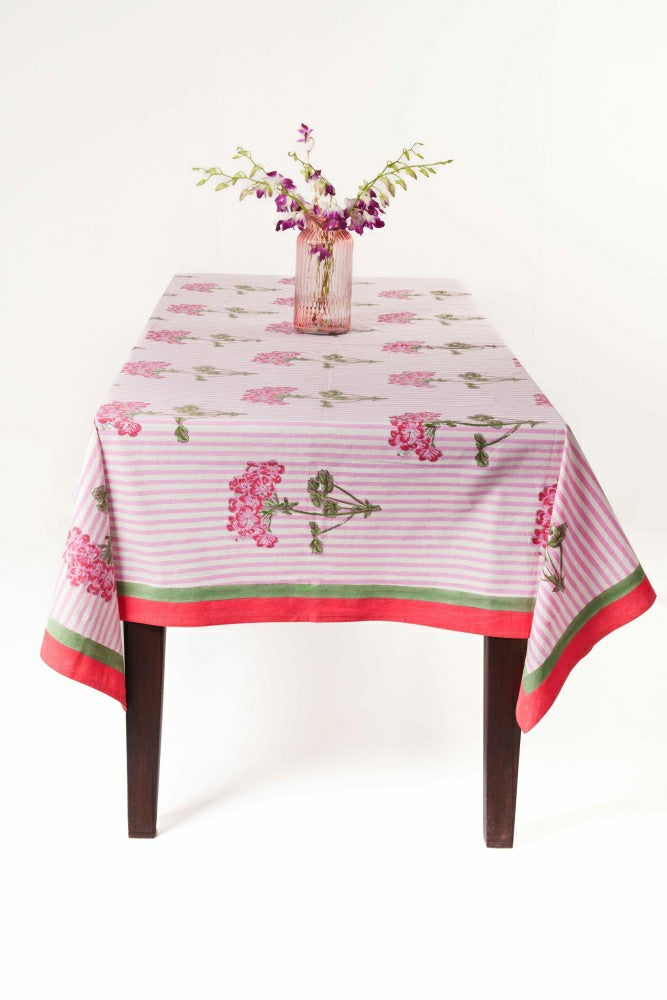 Pink Hydrangea Blockprint Tablecloth | Plow & Hearth