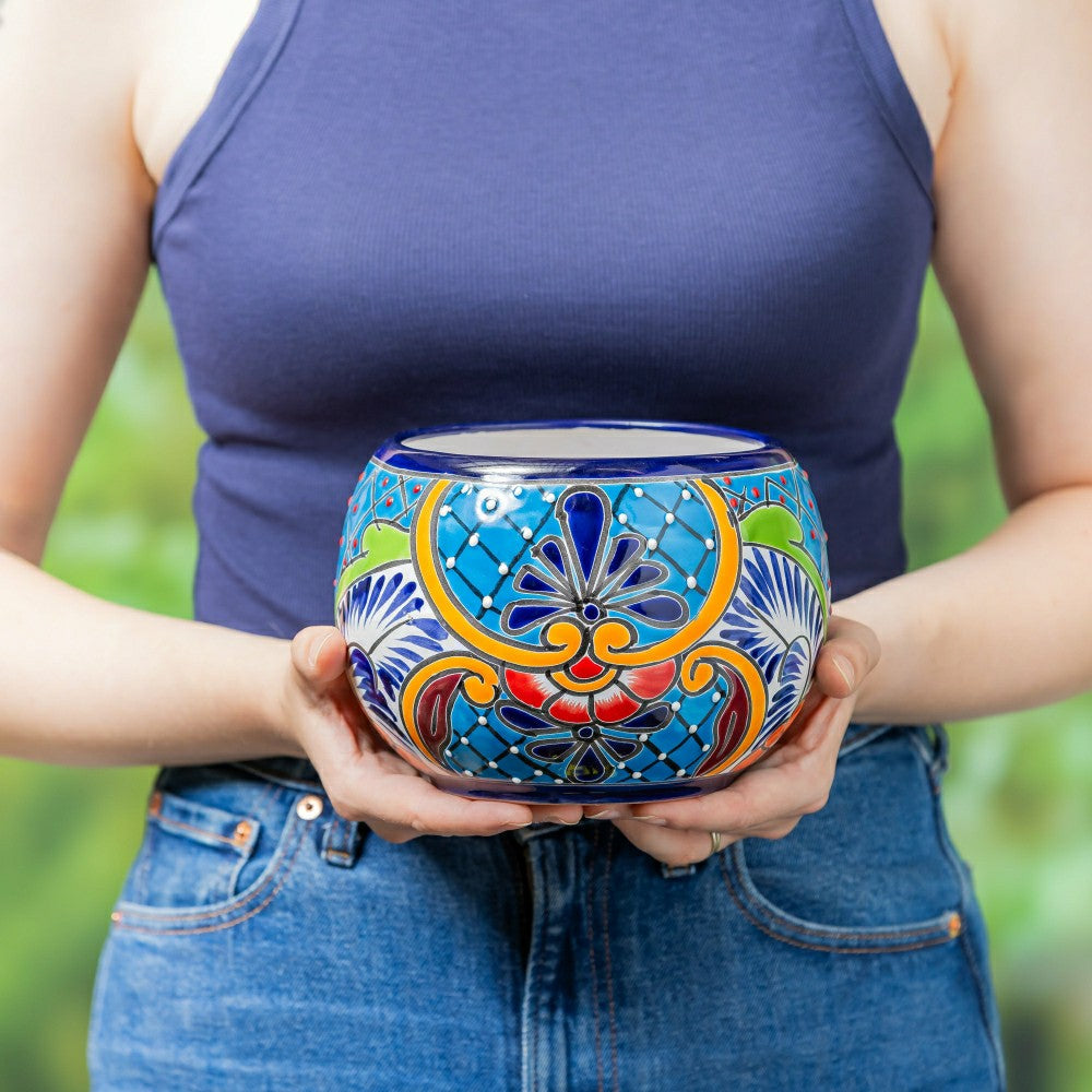 Set of 2 Mexican Talavera Baul Planters | Plow & Hearth