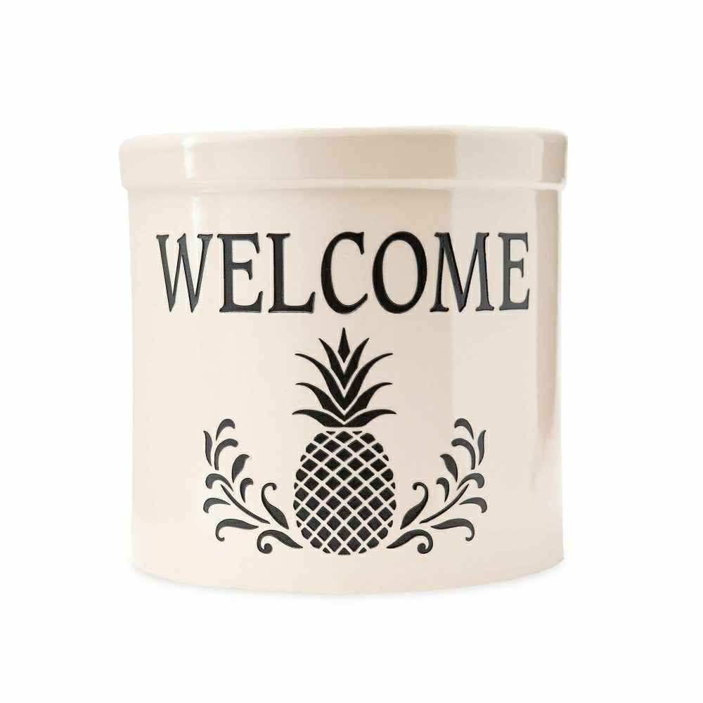 Pineapple Welcome Stoneware Crock | Plow & Hearth