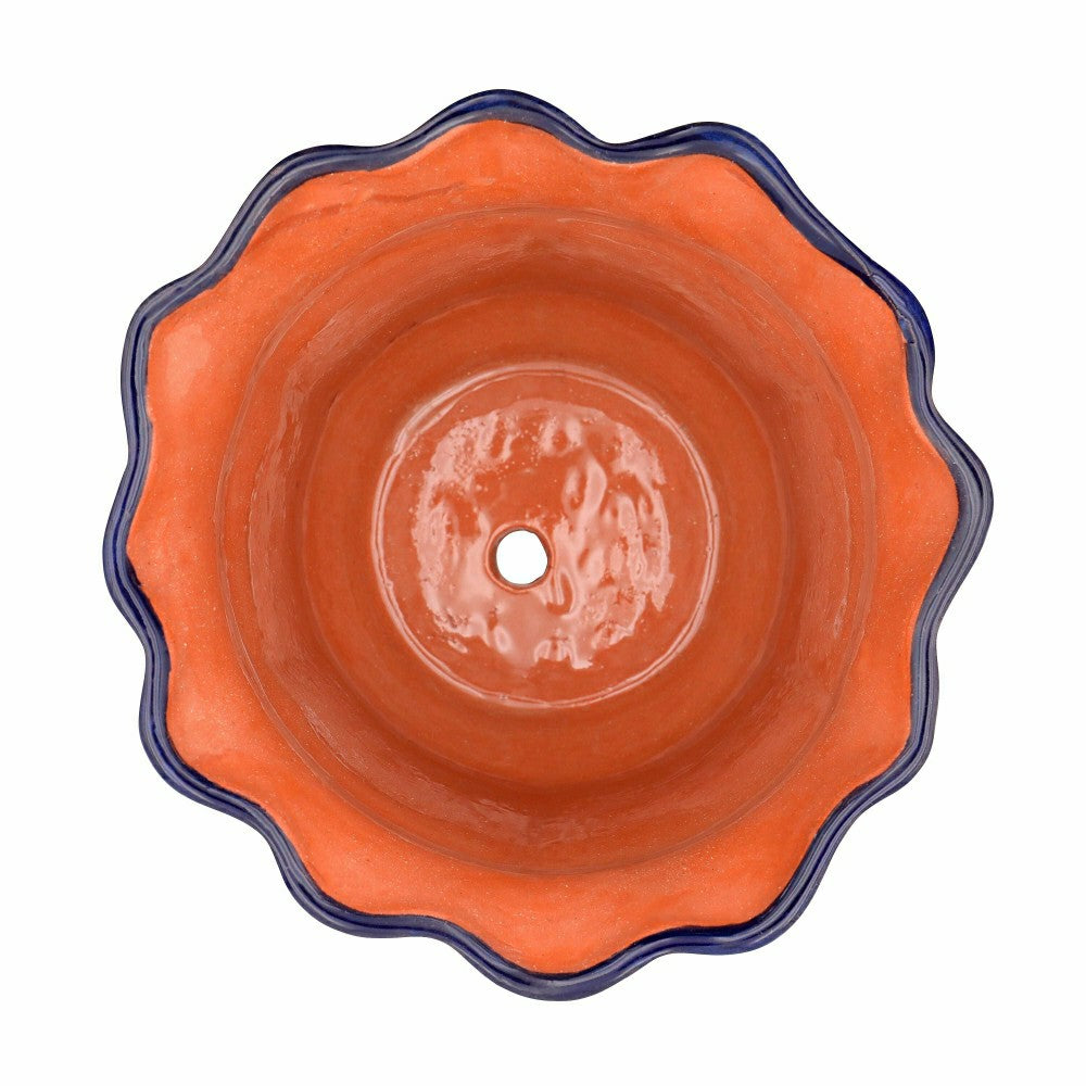 Medium Ripple Rim Talavera Flower Pot | Plow & Hearth
