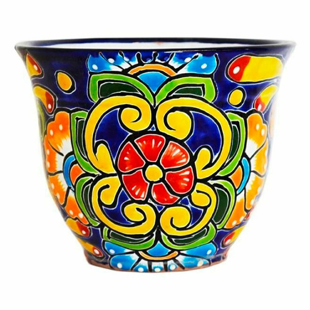 Blue Floral Talavera Planter, Large | Plow & Hearth