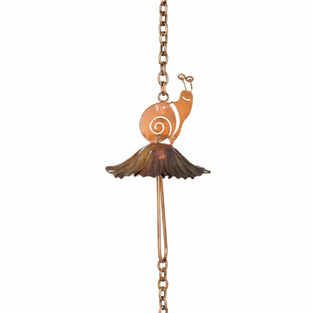 Cottage Garden Rain Chain, Metal Snail & Mushroom, 72" | Plow & Hearth