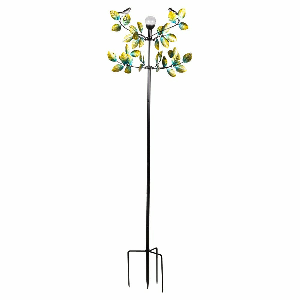Bird and Leaves Solar Wind Spinner 80"H | Plow & Hearth