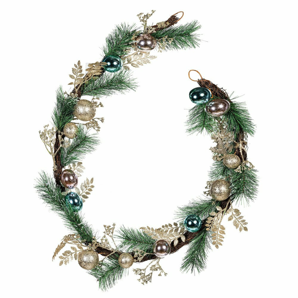 Season to Sparkle Garland Artificial with Ornaments, 72" H | Plow & Hearth