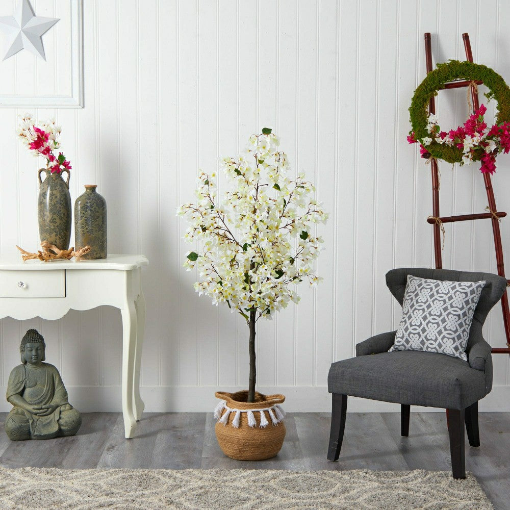 Bougainvillea Tree with Jute & Cotton Basket, 5’ | Plow & Hearth
