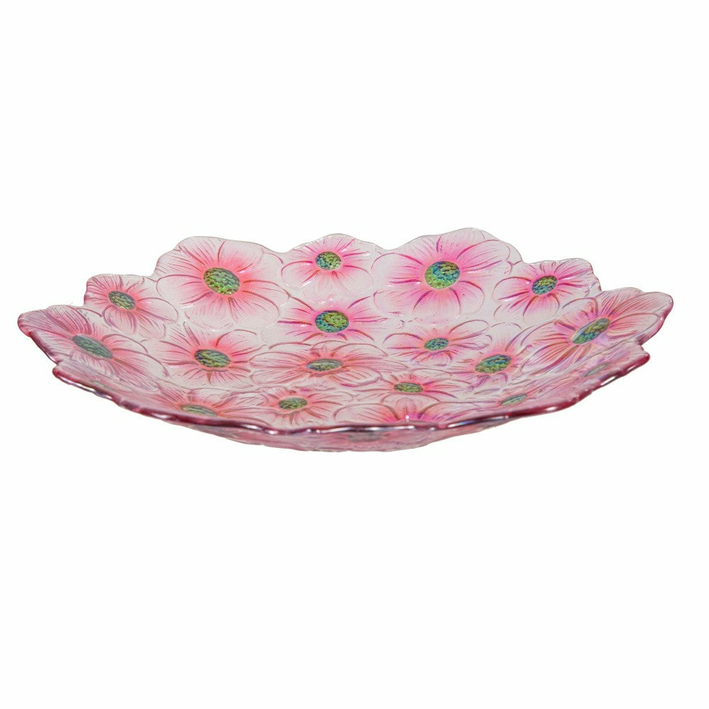 What She Shed Birdbath, Scalloped Edge Glass Birdbath, 18" | Plow & Hearth