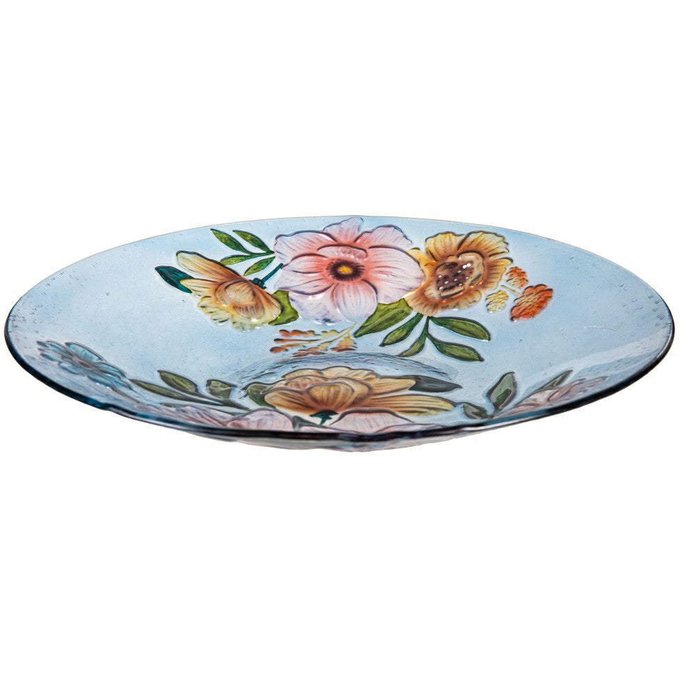 Petal and Plow Birdbath, Farmhouse Flowers Glass Birdbath, 18" | Plow & Hearth