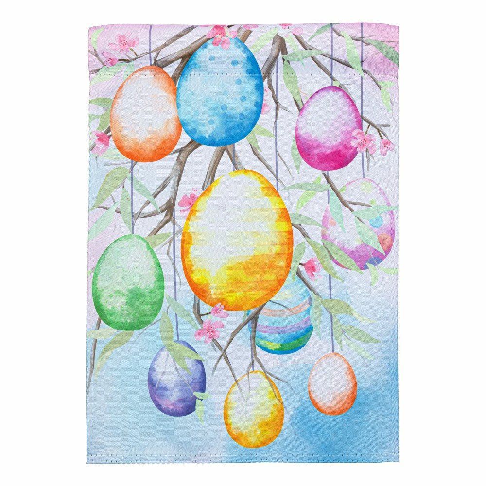 Hop Into Spring Egg Tree Suede House Flag | Plow & Hearth
