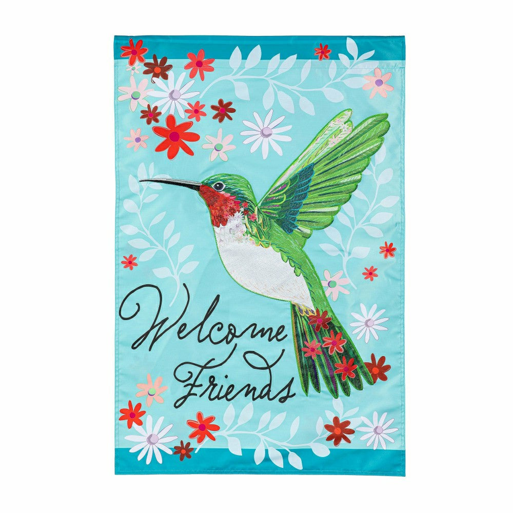 Hummingbird Welcome Applique House Flag | Plow & Hearth