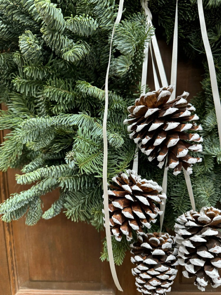 Noble Fir and Pinecone Fresh Wreath, 20" | Plow & Hearth