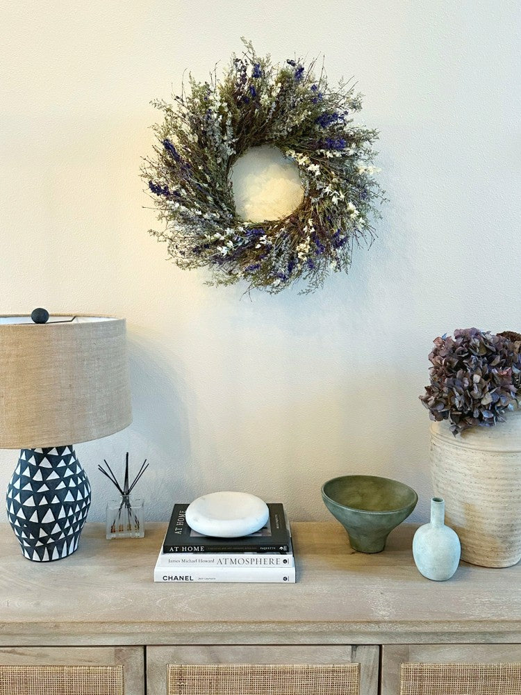 Lavender and Quail Brush Floral Dried Wreath | Plow & Hearth