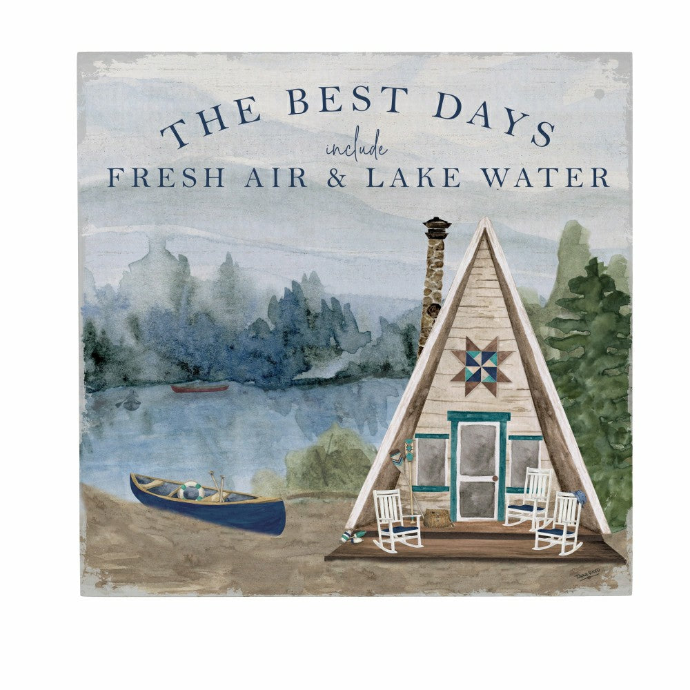 Lake Living Wooden Wall Art The Best Days 12x12" | Plow & Hearth
