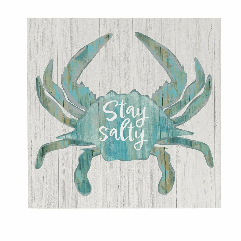 Coastal Wooden Wall Art Salty Crab 12x12" | Plow & Hearth