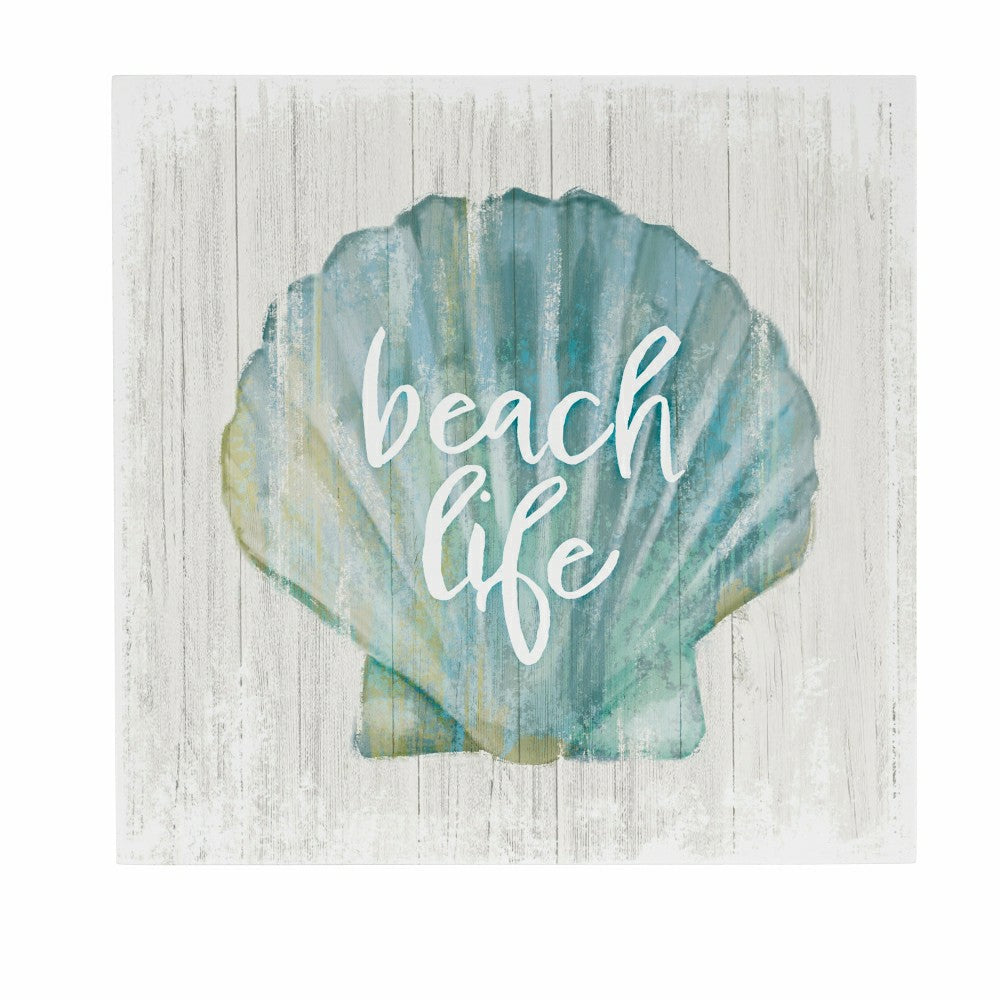 Coastal Wooden Wall Art Life Shell 12x12" | Plow & Hearth