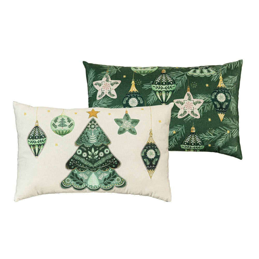 Shades of Emerald Throw Pillow Lumbar Pillow, 16"L x 10.5"H | Plow & Hearth