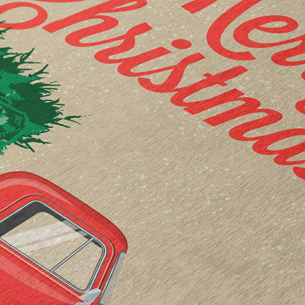 Wonderland Merry Christmas Truck Polyester Area Rug | Plow & Hearth