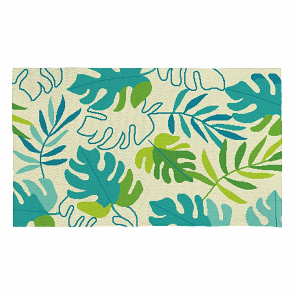 Monstera Leaf Indoor/Outdoor Hooked Rug 24"x42" | Plow & Hearth