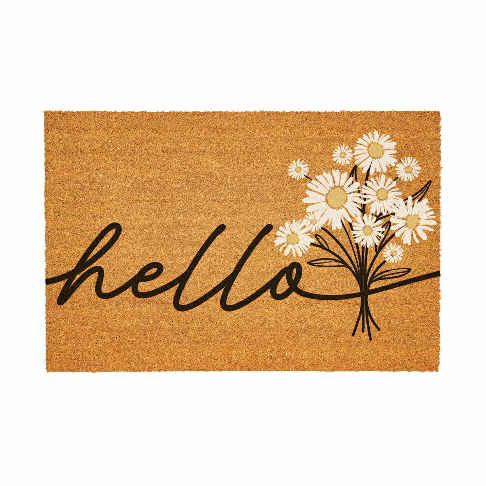 EG Studio Home Coordinates Dandelion Coir Mat, Hello 36x24" | Plow & Hearth
