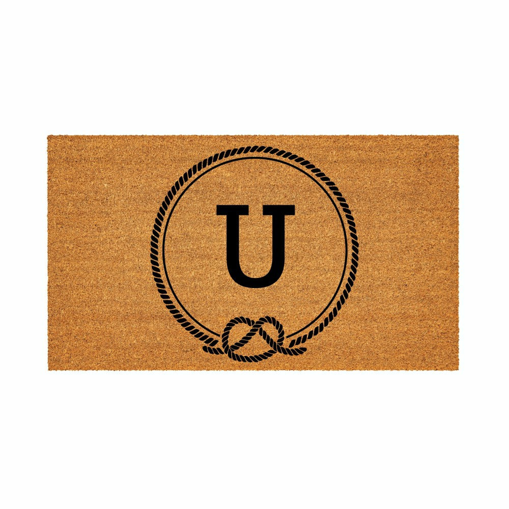 Coastal Coir Mat Nautical Monogram 28x16" | Plow & Hearth