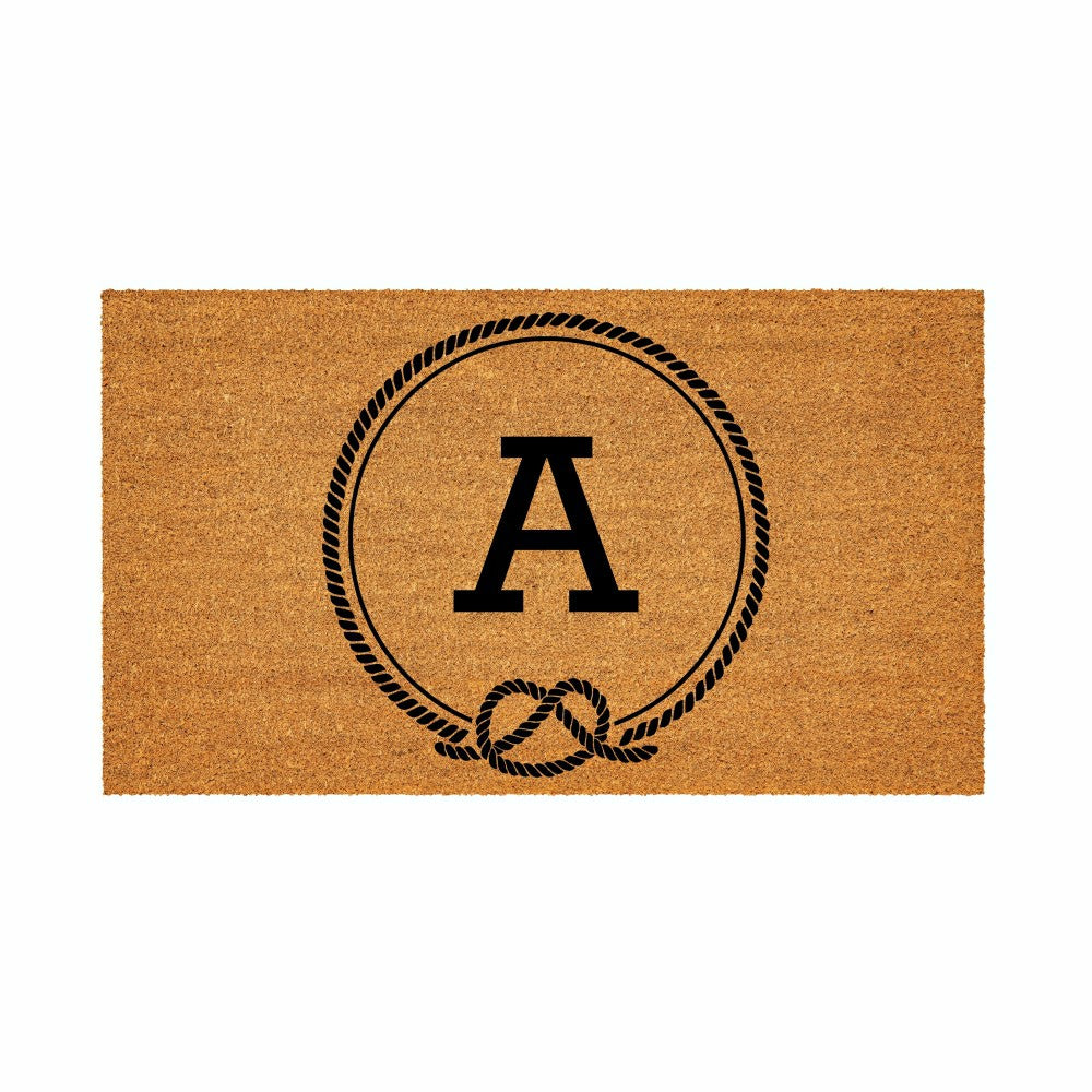 Coastal Coir Mat Nautical Monogram 28x16" | Plow & Hearth