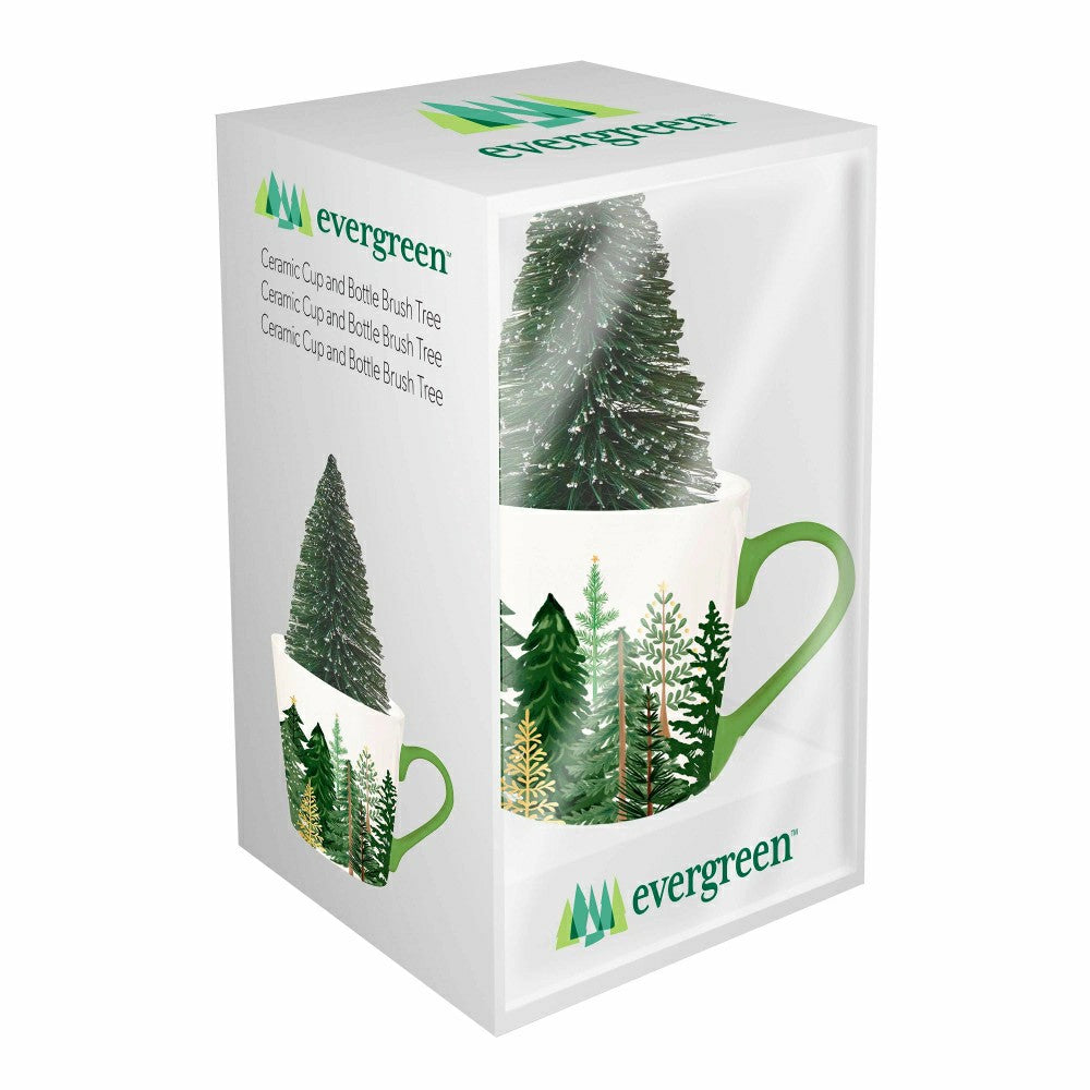 Shades of Emerald Drinkware Gift Set Ceramic Flare Cup and Bottle Brus | Plow & Hearth