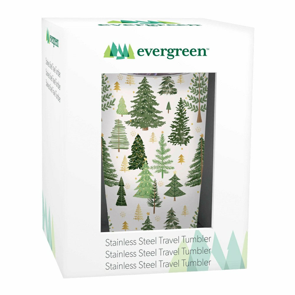 Shades of Emerald Tumbler Stainless-Steel, Forest Trees, 20oz, Gift Bo | Plow & Hearth
