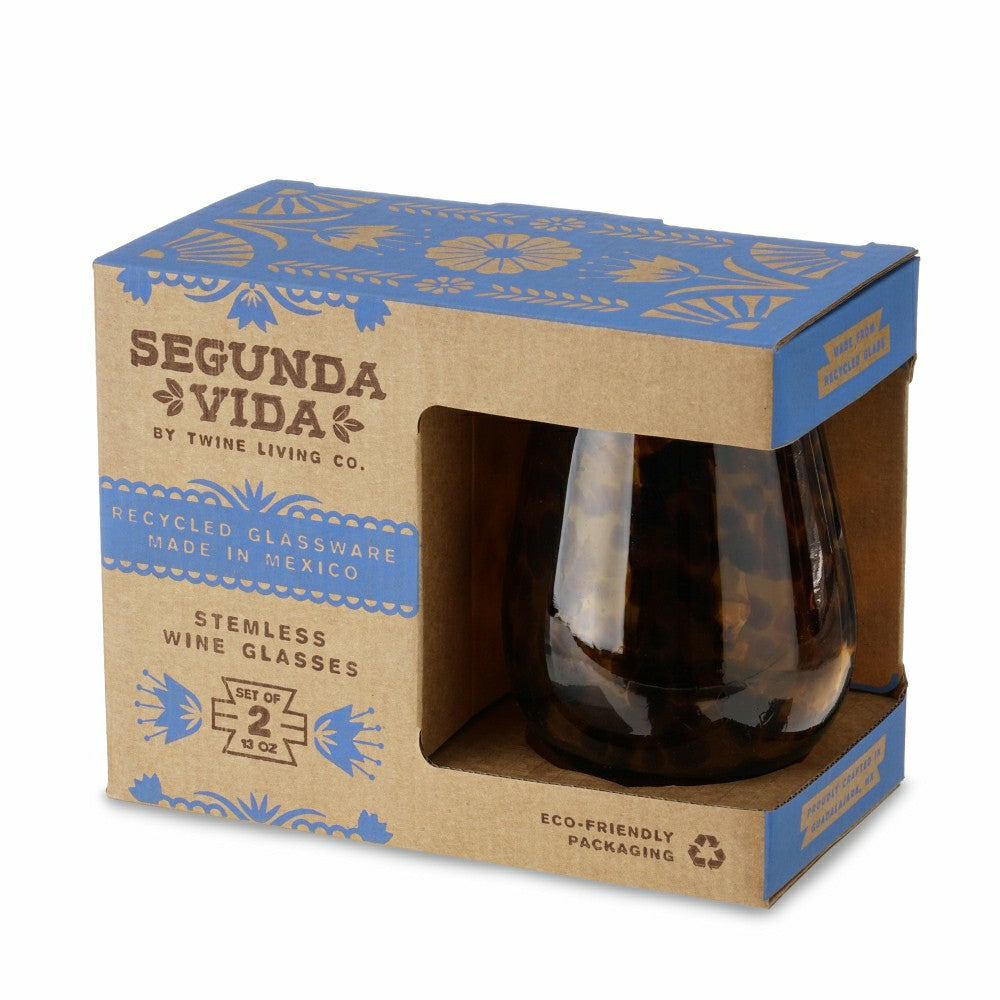 Segunda Vida Tortuga Stemless Wine Glasses | Plow & Hearth