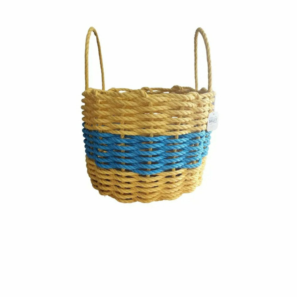 Authentic Maine Lobster Rope Storage Basket, Yellow and Light Blue | Plow & Hearth