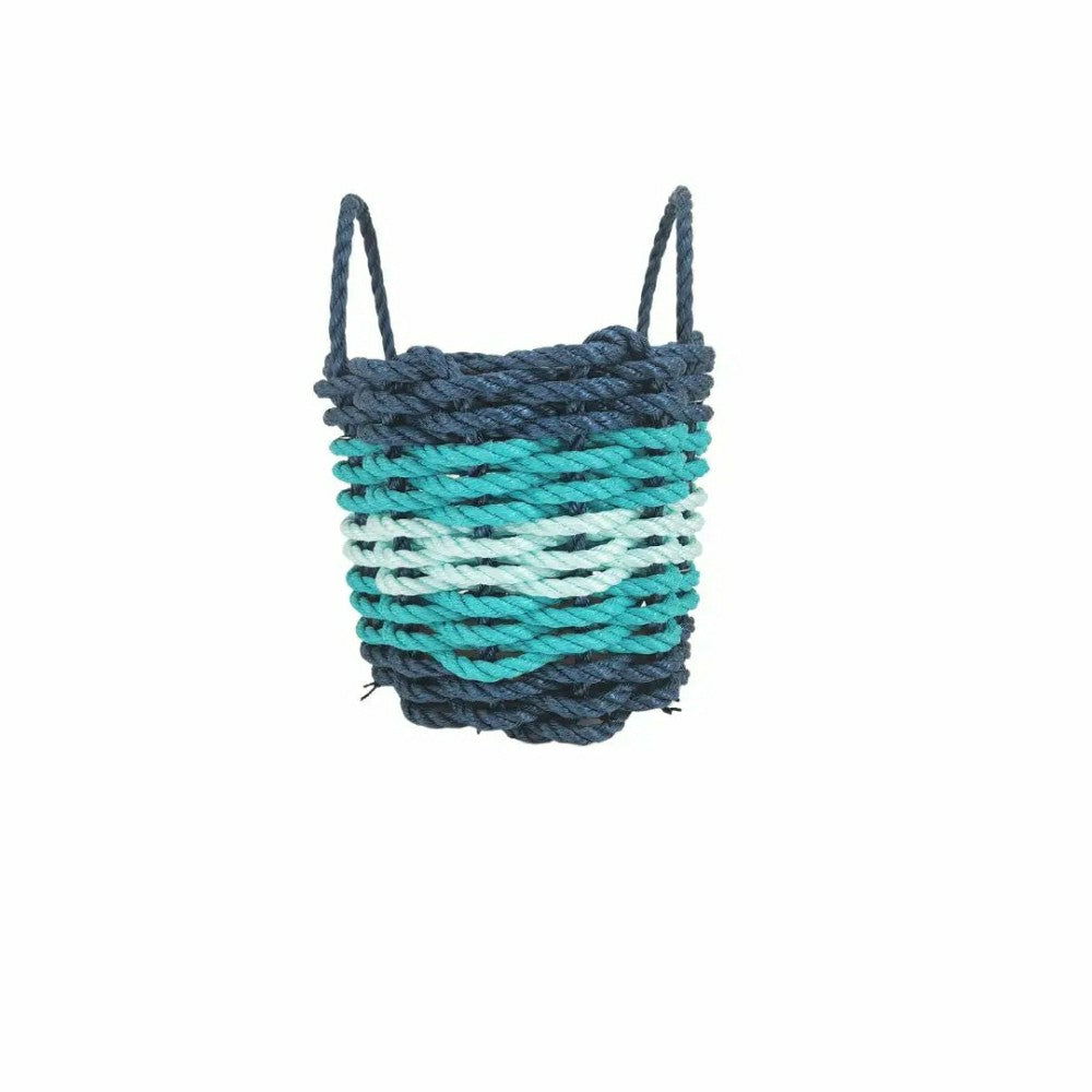 Five Stripe Rope Storage Basket Navy Blue, Teal & Seafoam | Plow & Hearth