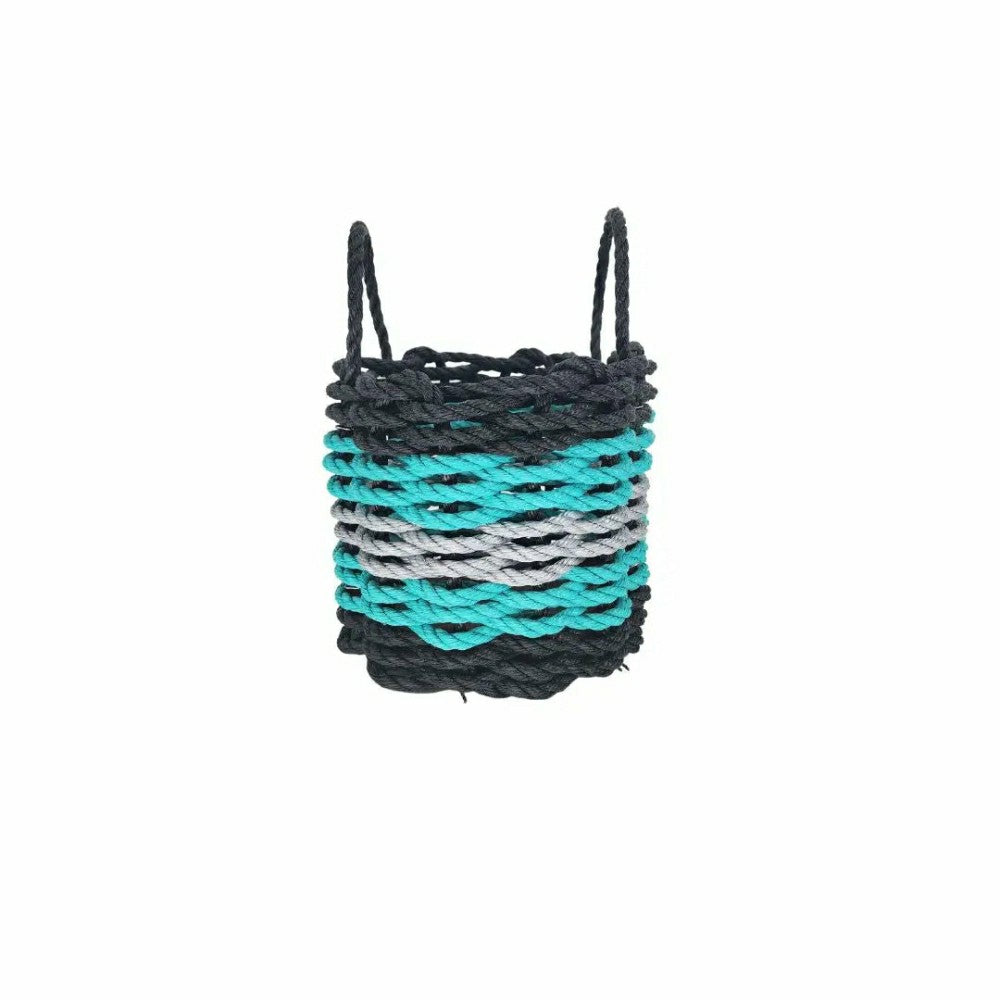 Five Stripe Rope Storage Basket Black, Teal & Gray | Plow & Hearth