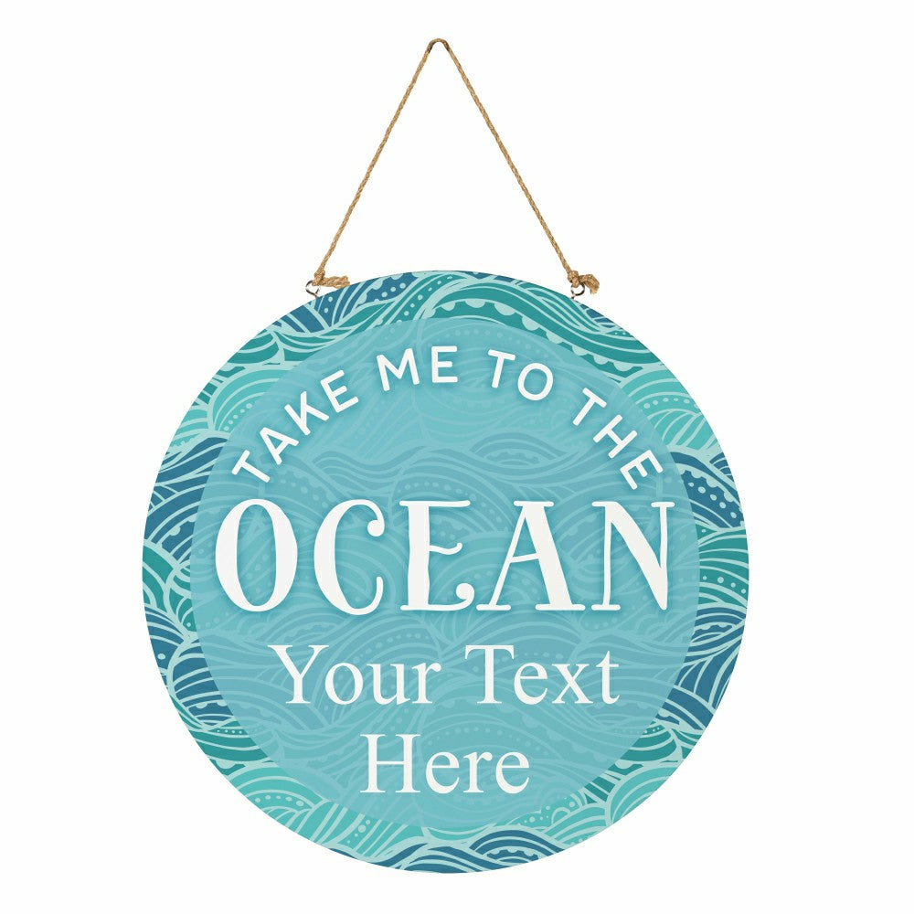 Blue Coastal Make Waves Wood Door Décor, "Take Me To The Ocean" with P | Plow & Hearth