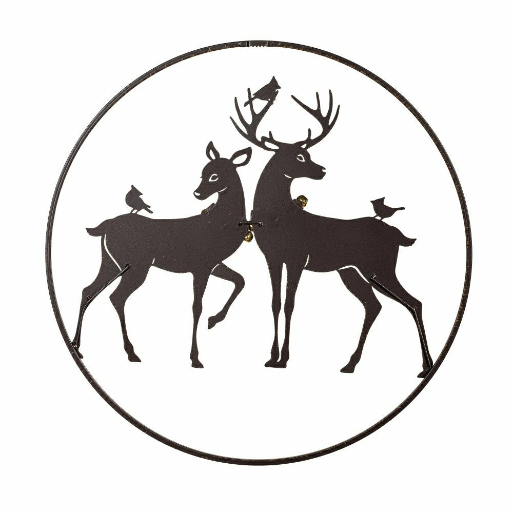 Woodland Storybook Outdoor Wall Decor, Metal Reindeer Circular Wall Ar | Plow & Hearth
