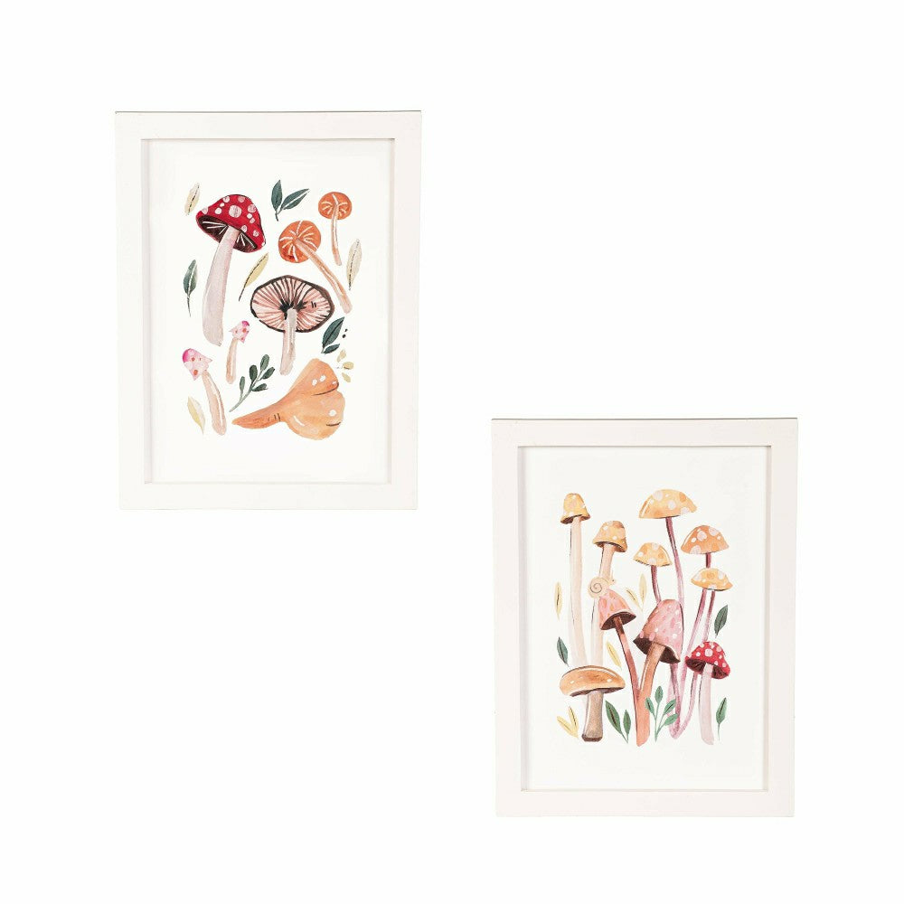 Mushroom Wall Décor with Frame, Set of 2, 12" L x 16" H | Plow & Hearth