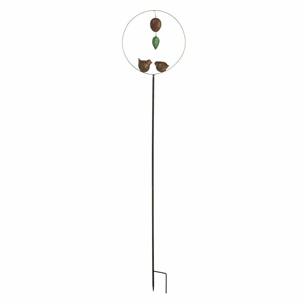 Two Faux Stone Birds in Metal Hoop Decorative Garden Stake | Plow & Hearth