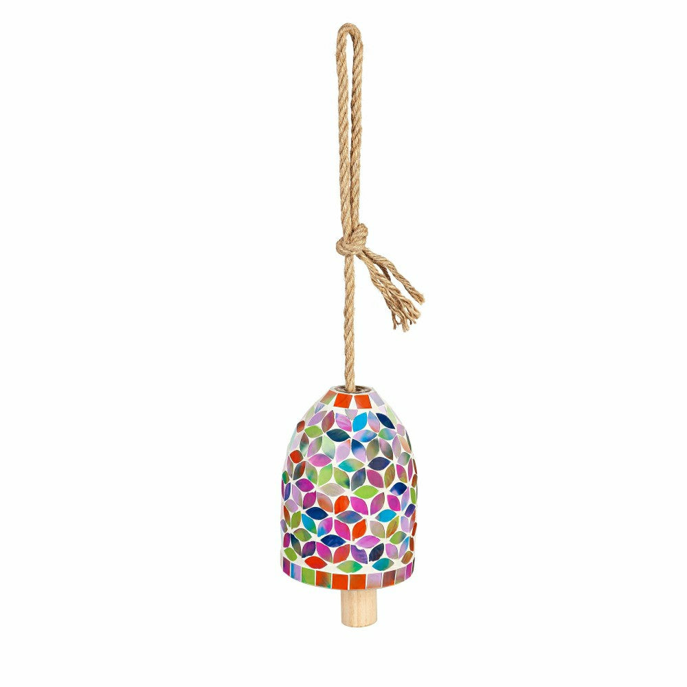 What She Shed Garden Bell, Mosaic Glass, Multi-Color Spring Flowers | Plow & Hearth