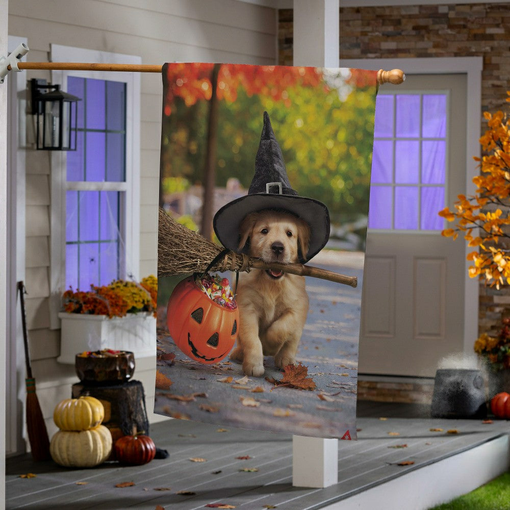 Goldens With Broom Suede House Flag | Plow & Hearth
