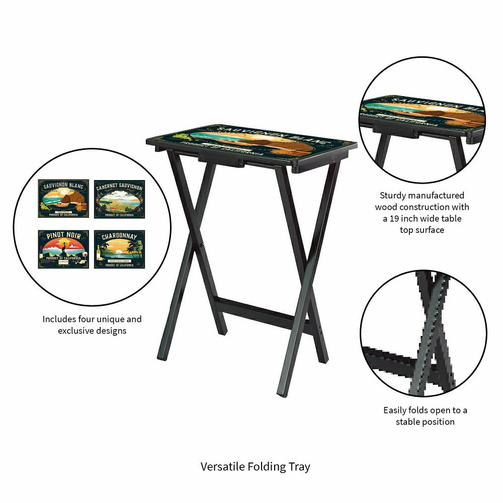 California Wine Label TV Tray Set of 4 | Plow & Hearth