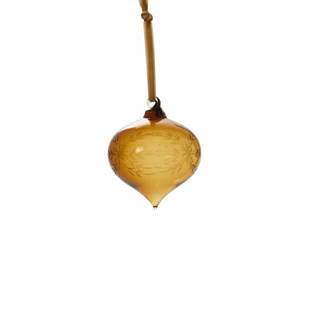 Etched Bauble Ornament, Brown | Plow & Hearth