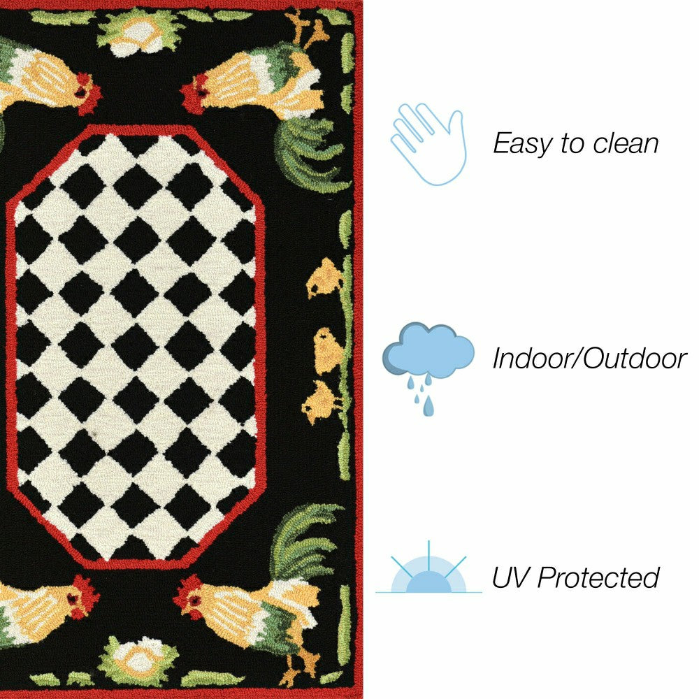Rooster & Chick Border Indoor/Outdoor Rug | Plow & Hearth