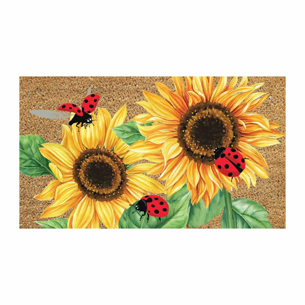 Sunflower Ladybugs Coir Mat | Plow & Hearth