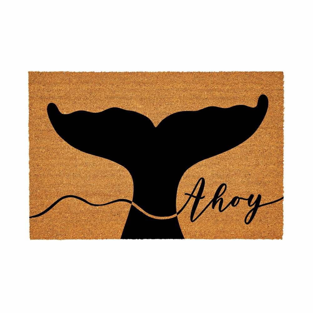Coastal Coir Mat Ahoy Whale 36x24" | Plow & Hearth