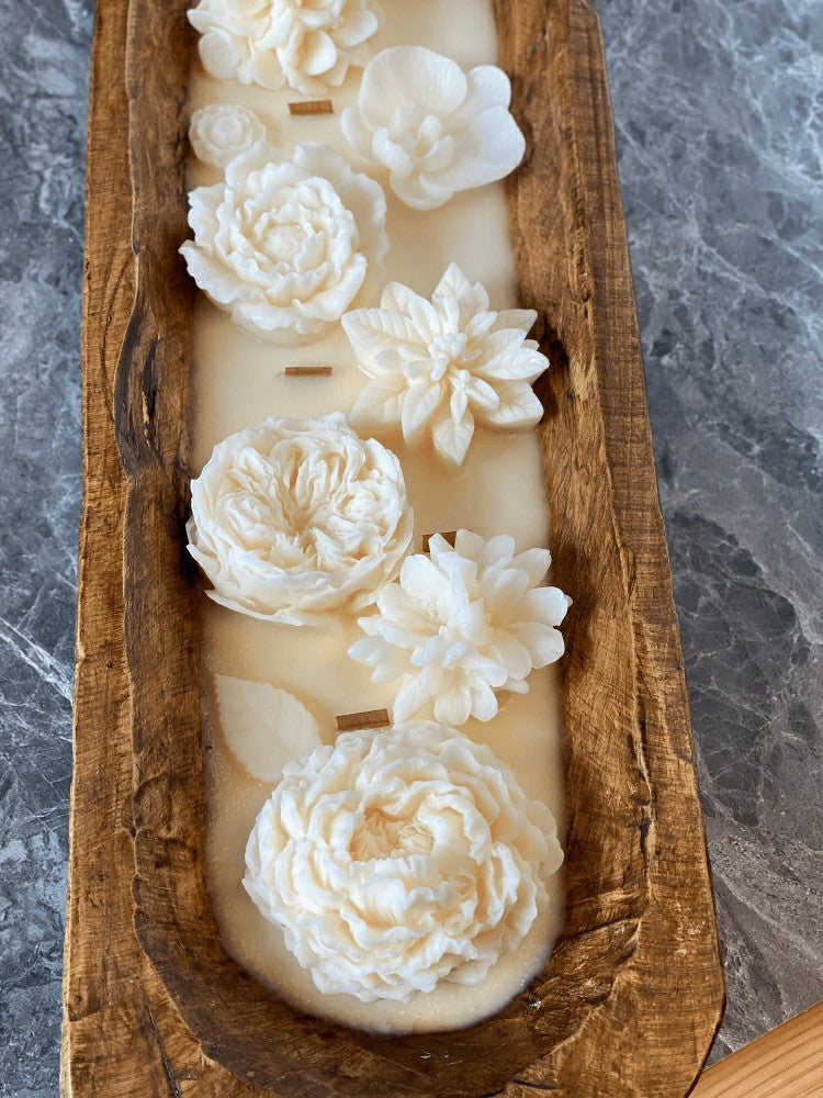 Four Seasons Floral Wooden Dough Bowl Candle | Plow & Hearth